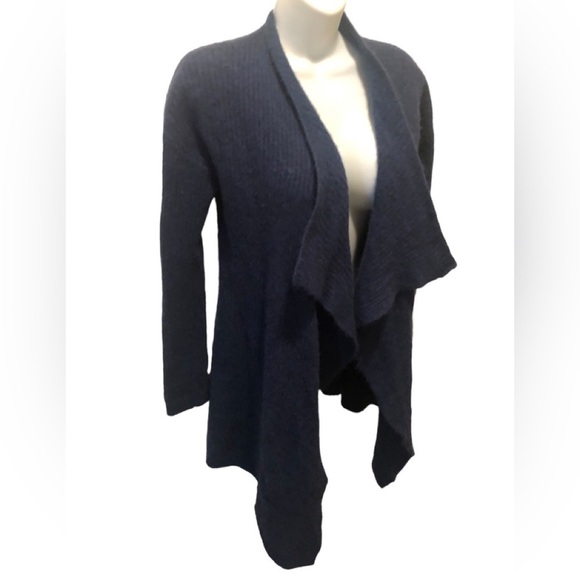Griffin 100% Cashmere Open Cardigan Sz. M Navy Blue Long Sleeve Cascade Front - Picture 1 of 6